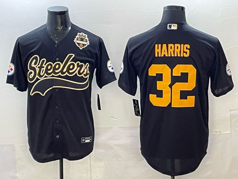 Men 2025 Pittsburgh Steelers #32 Harris black 3th generation Joint Name Nike Limited NFL Jersey style 05